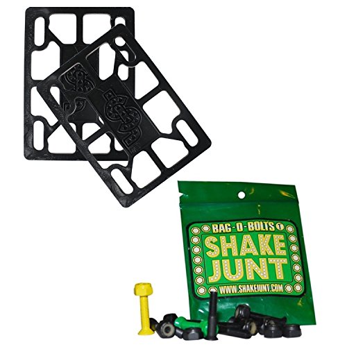 Shake Junt Skateboard Risers 1/8" Black Riser Pads with Hardware 7/8" Phillips