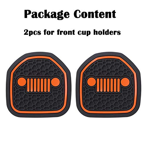 Auovo Auto Cup Holder Inserts Coaster Fit for Wrangler JL JLU 2018-2020 & 2020 Gladiator JT Cup Mat Pad Interior Decoration Accessories (Orange-Front Cup Holder Coasters 2 pcs) - Thumbnail 3