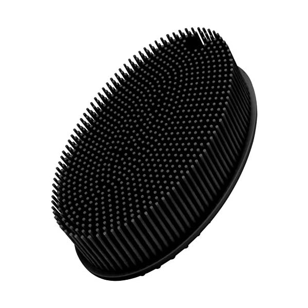FReatech-Body-Exfoliating-Scrub-Shower-Brush-2-sided-Silicone-Bristles-for-Wet-Dry-Brushing-Gentle-Massage-and-Fine-Cleansing-Care-for-All-Skin-Types-Softer-Durable-Than-Loofah-Black FReatech Body Exfoliating Scrub Shower Brush, 2-sided Silicone Bristles for Wet & Dry Brushing, Gentle Massage and Fine…