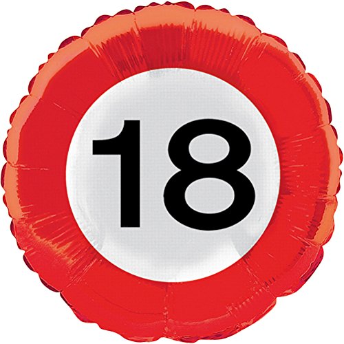 Folat - 18th Birthday Traffic Sign Foil Balloon - 46 cm