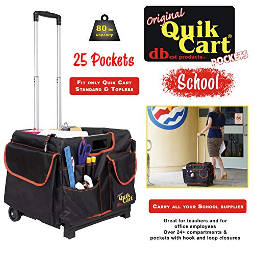 dbest-products-Quik-Cart-Pockets-Bundle-Caddy-Organizer-Teacher-Tote-Rolling-Crate-Mobile-Tool-Storage-Fabric-Cover-Bag-Black
