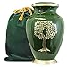 Trupoint Memorials Cremation Urns for Human Ashes, Tree of Life Decorative Burial Urn for Adult Men and Women, Large Green