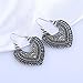Mrsrui Women Vintage Bohemian Flower Carved Circle Heart Hoop Earring Ancient Silver Plated