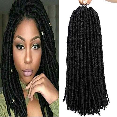 Crochet Goddess Locs Braids Natural Black Straight Hair Synthetic Faux Locs Crochet Braiding Hair Extensions Bohemian Havana Mambo Twist Locs (14" (6-Packs), 1B)