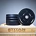 Titan Fitness Single 45 LB Black Economy Olympic Bumper Plate, Rubber with Steel Insert