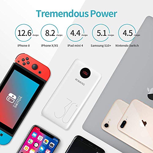 ROMOSS USB C Portable Charger 26800mAh, 18W PD Power Bank QC3.0, Tri-Input-Output Battery Pack Compatible for iPhone 11/11Pro, iPad, MacBook, S10, Switch, GoPro and More