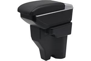 YJYWZH Car Armrest Box for Hyundai Venue 2021-2025 Accessories Center Console Organizer, Interior Double-Layer Storage Box Leather Arm Rest with Hidden Cup Holder (No USB Ports, Black Thread)