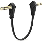Augioth 12 Inch Guitar Patch Cables Gold Plug, 30 cm | Black Guitar Pedal Cable Effect Cable Cord, 1/4" inch TS Low Profile Right Angle Patch Cable for Guitar Effect Pedal