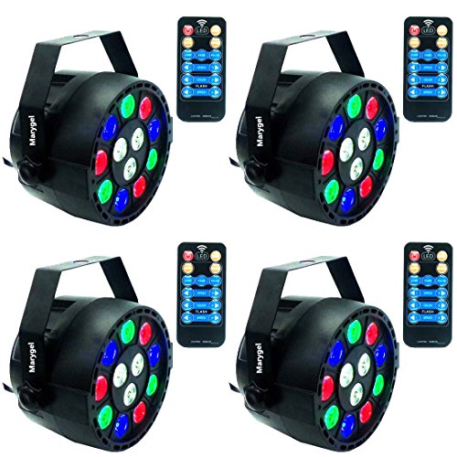 LED Stage Lights Marygel 12 Led Par Lights RGBW DMX Color Mixing Stage Up Lighting with Remote (4 Pieces)