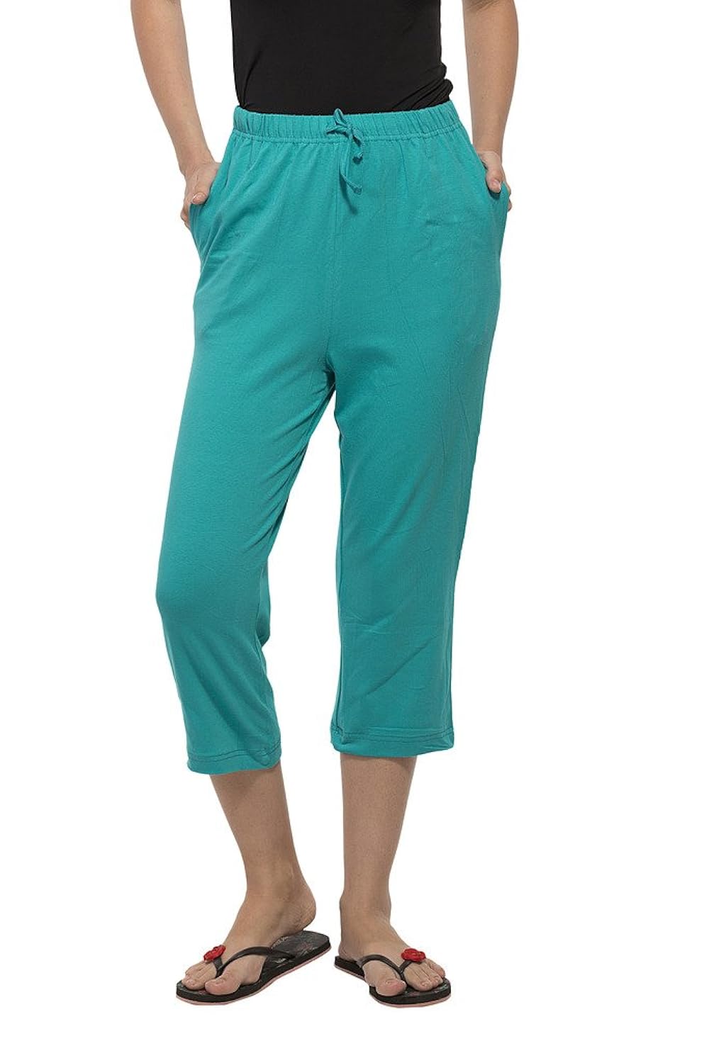 clifton womens solid capri - teal