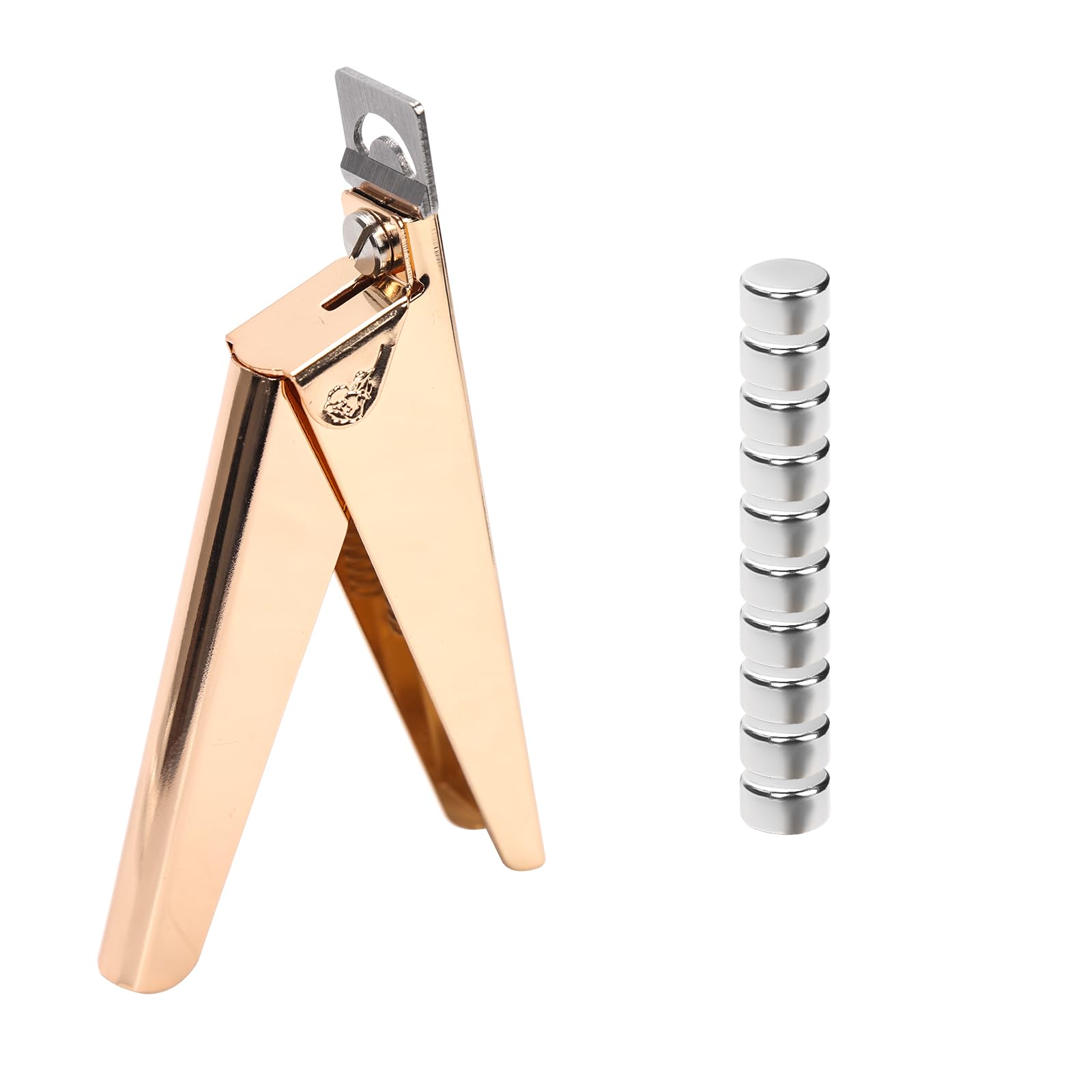 Acrylic False Nail Clippers with Magnets, Adjustable Acrylic Nail Cutter Tool with 10 Length Measurement Magnets Fake Nail Trimmer Extension Clipper for Manicure Salon Home