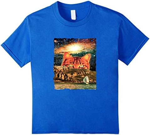 Kids Catastic Galaxy Cat Funny Cat T-Shirt 8 Royal Blue