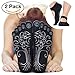 2 Pairs ♥ RAE YOGA Barre Pilates Non Skid Bella Full Toe Grip Socks ♥ Bamboo Barefoot Feel (S-M, Black)