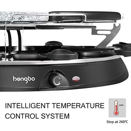 Raclette 8 Personen Naturstein mit Heißem Stein Zum Grillen und Überbacken, 8 Pfännchen, Antihaftbeschichtet, Schwarz – Bild 6