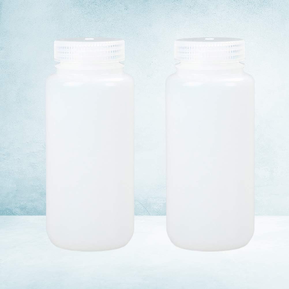HEMOTON 2 Pcs 500ml Wide Mouth Reagent Bottle Empty HDPE Bottle Dispense Water Container Refillable Lotion ion Water Holder for Home Kitchen Cleaning (White) - Image 3