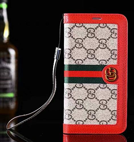 Compatible for iPhone X/XS Wallet Case, New Elegant Luxury Classic Graphic Style PU Leather Flip Filo Wallet Bag with Card Cash Cover Case Compatible with iPhone X iPhone Xs (Red GG)