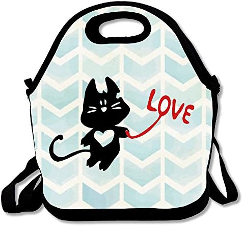 Reusable Love Txt &amp; Kitty Cat-3 Lunch Tote Bag For Adults
