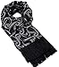 Marino Mens Double Layer Satin Silk Scarf, Extra Soft, and Sleek Fashion Wrap Accessory with Designer Print -Black/White Paisley Design