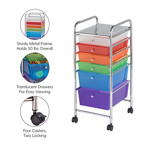ECR4Kids 6Drawer Mobile Organizer, Storage Cart, Assorted Pricepulse