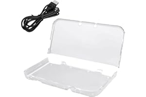 Clear Case with USB Charger Cable, Transparent Hard Shell Protective Protector Cover Only for 2015 New 3DS XL LL Accessories 