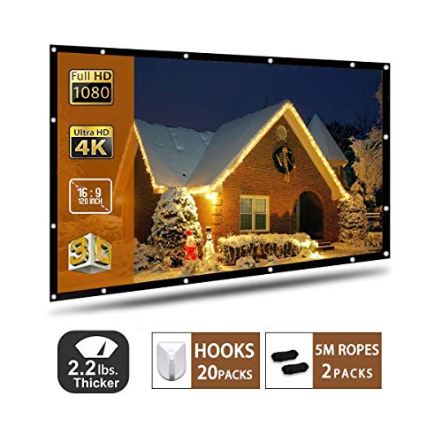Projector Screen 120 Inch,Portable Projection Screen 16:9 HD 4K Foldable for Home Theater Cinema Indoor Outdoor Front and Rear Projection by AYAOQIANG
