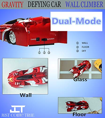 JCT-Ultimate-Wall-Climbing-Remote-Control-Car--Gravity-Defying-Wall-Climber-RC-Racing-Car-With-LED-Lights-For-Kids--Fast-Charging-USB-Rechargeable-Mini-Remote-Controlled-Race-car-For-Boys-GirlsRED