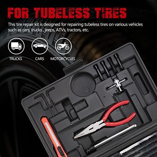 Kanruis Tire Plug Kit 67Pcs Universal Heavy Duty Plug Flat Patch and