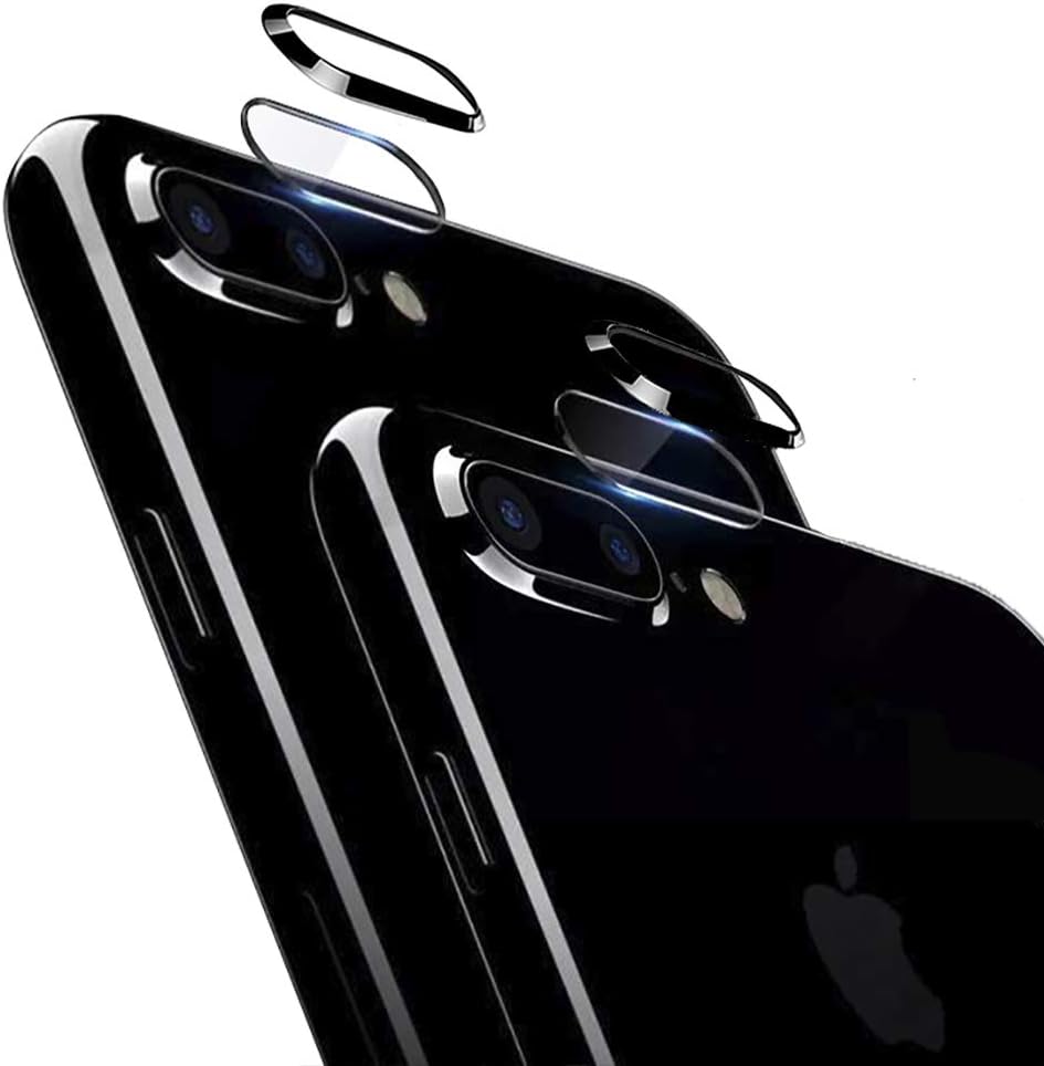 [2 Pack] Tempered-Glass Camera Protector for iPhone 7Plus/8Plus 2.5D Ultra Thin HD Anti-fingerprint Protective Clear Film Lens with 2 Phone Camera Covers (iPhone 7p/8p)