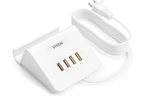 VHBW USB Charging Station 25W, 4 Port Charging Station for Multiple Devices, Multi USB Charger Station with Phone Stand (5Ft 