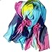 Datework Women Summer Boho Satin Wrap Scarf, Cooling Silk Lightweight Chiffon Neck Scarves (Blue)