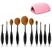Beauty Kate Oval Makeup Brush Professional Set of 10pcs Make up Toothbrush Foundation Powder Blush Facial Blending Brushes (Black)