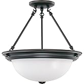 Nuvo Lighting 60/3151 Three Light Semi-Flush Mount, Mahogany Bronze/Frosted Glass, 15 in.