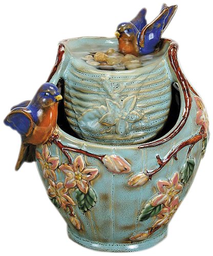 Nature's Garden Tabletop Garden Fountain, Blue Bird