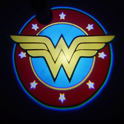 Padaday 2x replaceable insert Logo film slide Emblem for car wireless door welcome light USB roof logo projector light Home door ceiling E26 E27 projector light (Wonder Women)