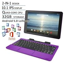 RCA Viking Pro Flagship Purple Edition 10.1 Touchscreen 2 In 1 Tablet Laptop, Detachable Keyboard, Free Office Moblie APP, Quad-Core Processor,32G storage, IPS Display, Android 5.0 Lollipop