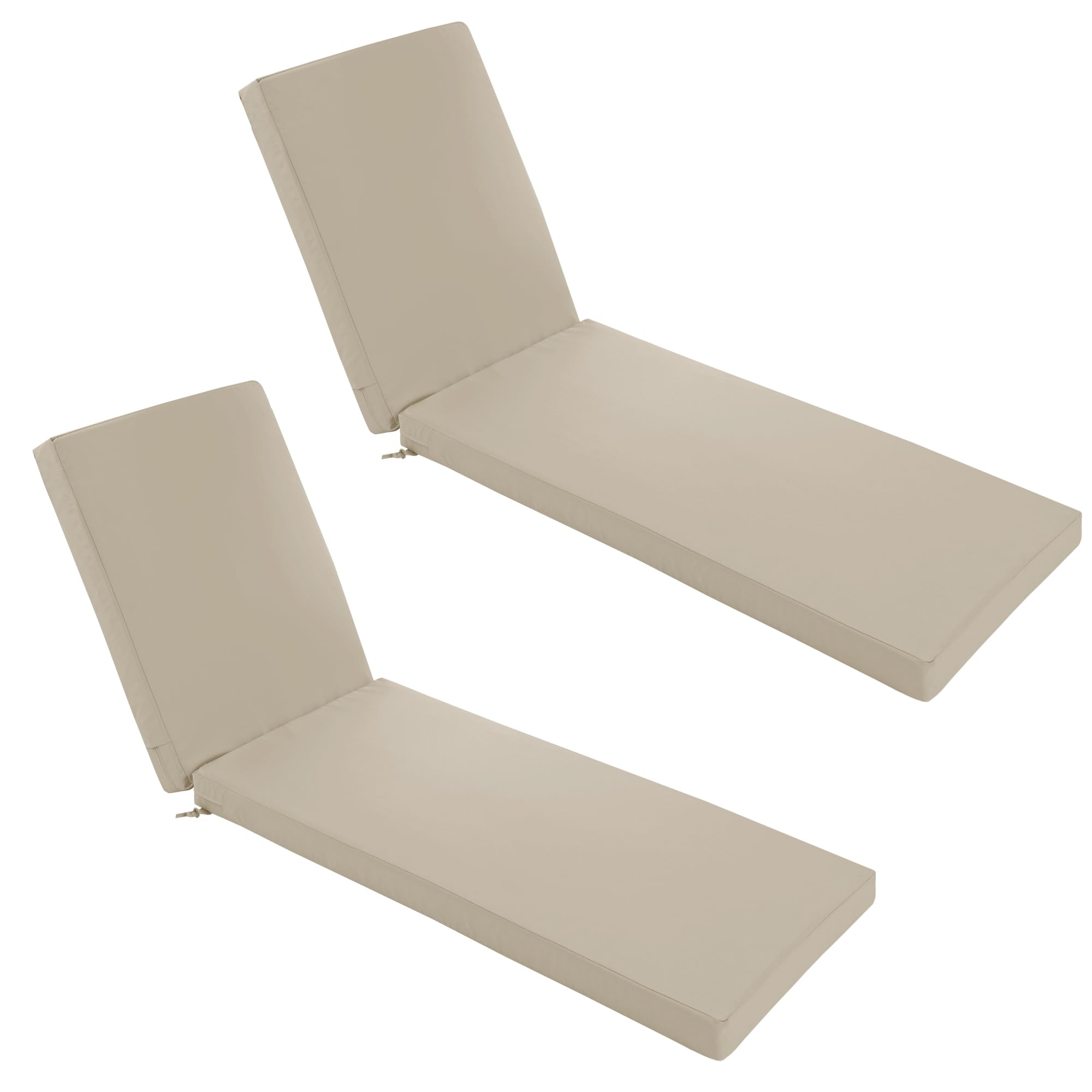 Photo 1 of (SINGLE) NO BOX OR BAG) Summsun Chaise Lounge Cushions Outdoor Set of 2 - Waterproof and Fade Resistant Sun Lounger Replacement Cushion - Patio Lounger Pads with Removable Cover for Pool, Deck, Lawn, 72 x 21 x 3 Inch, Cream