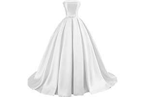 TOOWOOT Strapless Prom Dresses Long Satin Ball Gown Formal Dress for Women Evening Dress with Pockets