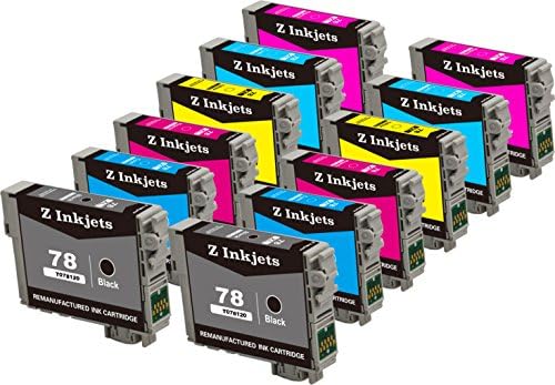 12 Pack Z Inkjets Remanufactured Ink Cartridges for Epson 78 T078120 T078320 T078220 T078420 T078520 T078620 Stylus Photo R260 R280 R380 RX580 RX595 RX680 Artisan 50