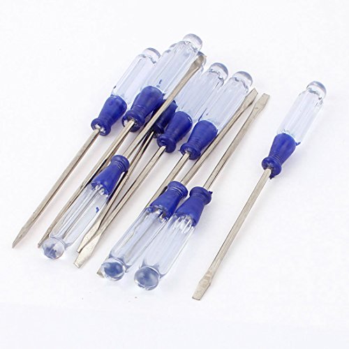 uxcell 3 x 75mm Flathead Slotted Screwdrivers Hardware Tool Blue 10pcs
