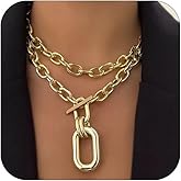 ZMANYIJEW Boho Chunky Choker Necklace Gold Chunky Statement Necklace Gold Cuban Link Chain Chunky Chain Necklace Gold Statement Necklace for Women