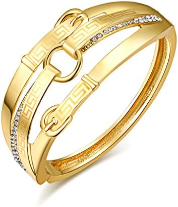 aodili Stainless Steel Gold Plated Bangle Bracelet Gold Finish Cuff Bracelet Fits 6.5 Inch