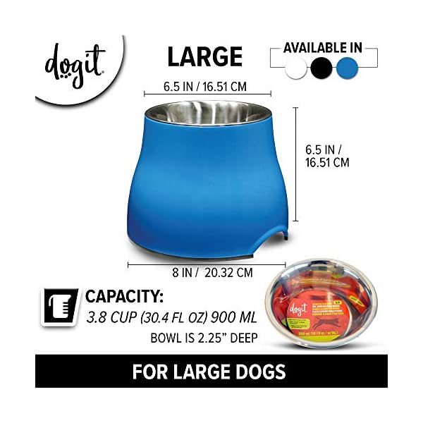 Dogit Elevated Dog Bowl, Stainless Steel Food & Water Dish for Dogs
