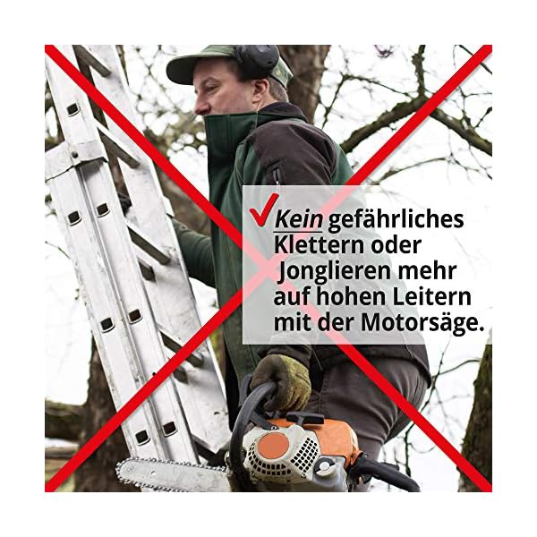 HECHT Benzin Hochentaster Teleskopsäge Motorsäge mit 26 ccm Hubraum, 34 cm Schwert und Teleskobstange bis zu 4,27 m… – Bild 5