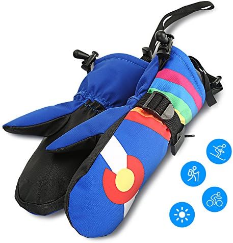 Ski Gloves,GXGUS Kid Mitten Gloves Waterproof for Snow Skiing,Mountain,with Adjustable Cuffs