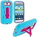 JEXON Baby Blue / Hot Pink Hybrid Rugged Hard Silicone Case Cover w/ Stand for Samsung Galaxy S3 S III i9300 / I535 / L710 / T999 / I747