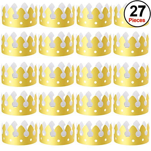 SIQUK 27 Pieces Gold Paper Crowns Party King Crown Paper Hats Paper King Crowns for Kids Adults Party and Celebration