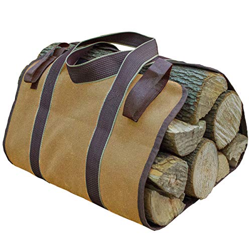 KINGCRAFT Large Firewood Holder Log Carrier Tote Bag with Heavy Duty Handles Durable Lightweight Fireplace Wood Stove Accessories for Family Outdoor Camping(35x16inch) - Thumbnail 7