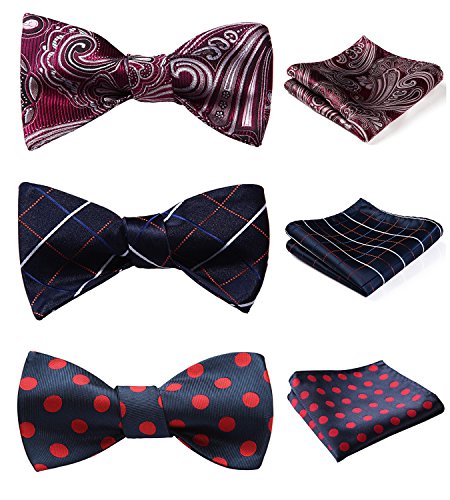 Hisdern 3pcs mixed design classic men s self tied bow t…