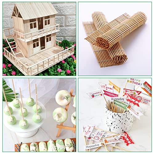 200 Pieces Round Wooden Sticks 300mm x 3mm for Candy Floss Natural Bamboo Sticks for Crafts and DIY