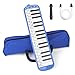 Vangoa 32 Key Melodica Instrument Blue Portable with Wipe Cloth, Carrying Bag, Key Stickers, Double Mouthpieces and Long Tubes